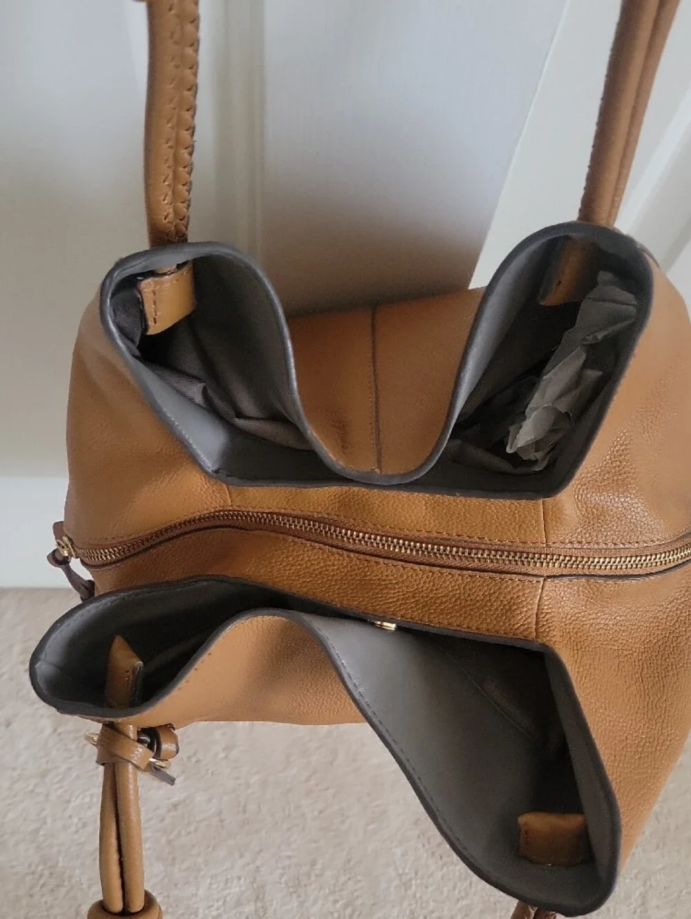 Vince Camuto Knotted Slouchy Shoulder Hobo in Camel Brown